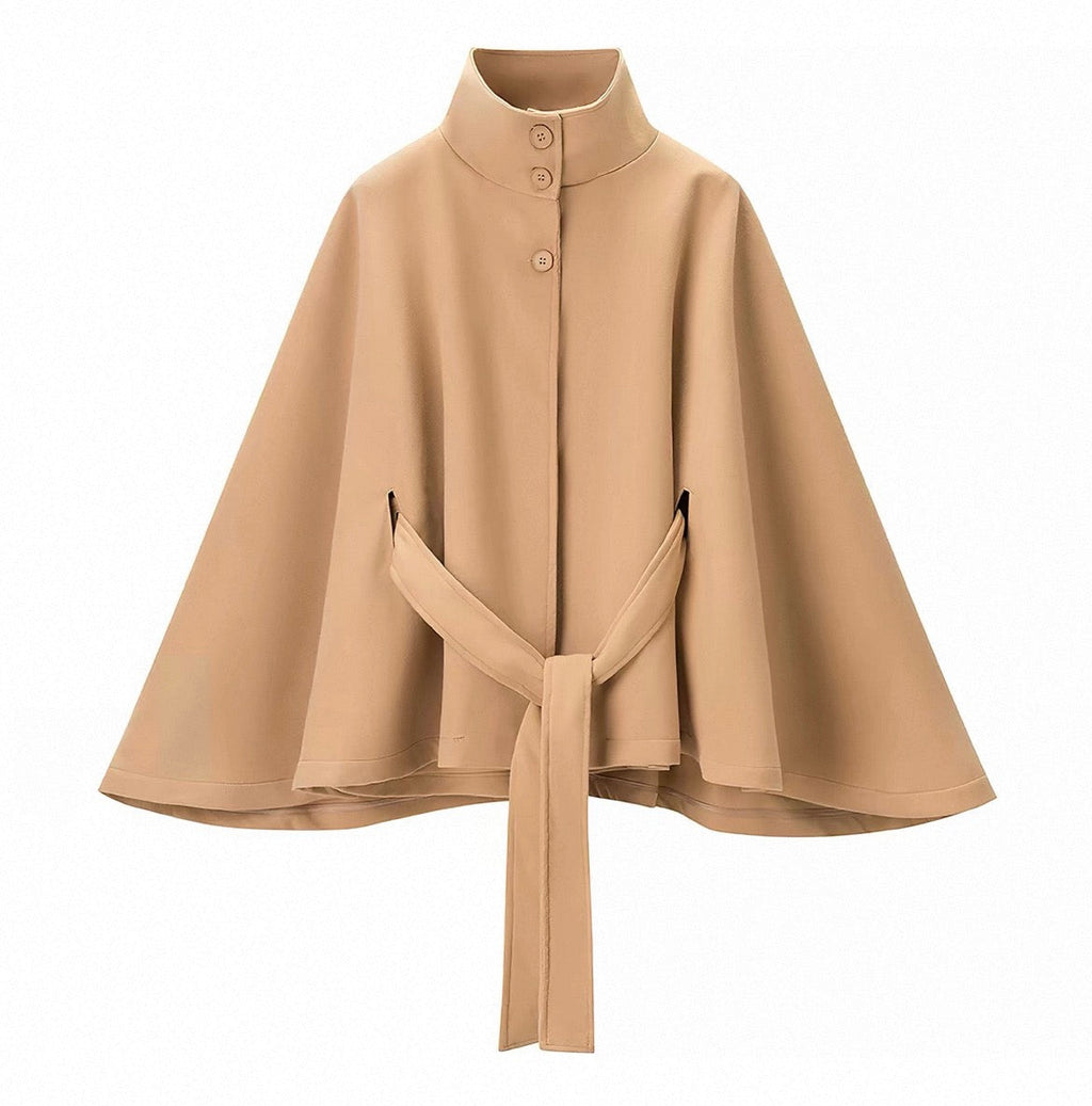 BELTED CAPE JACKET